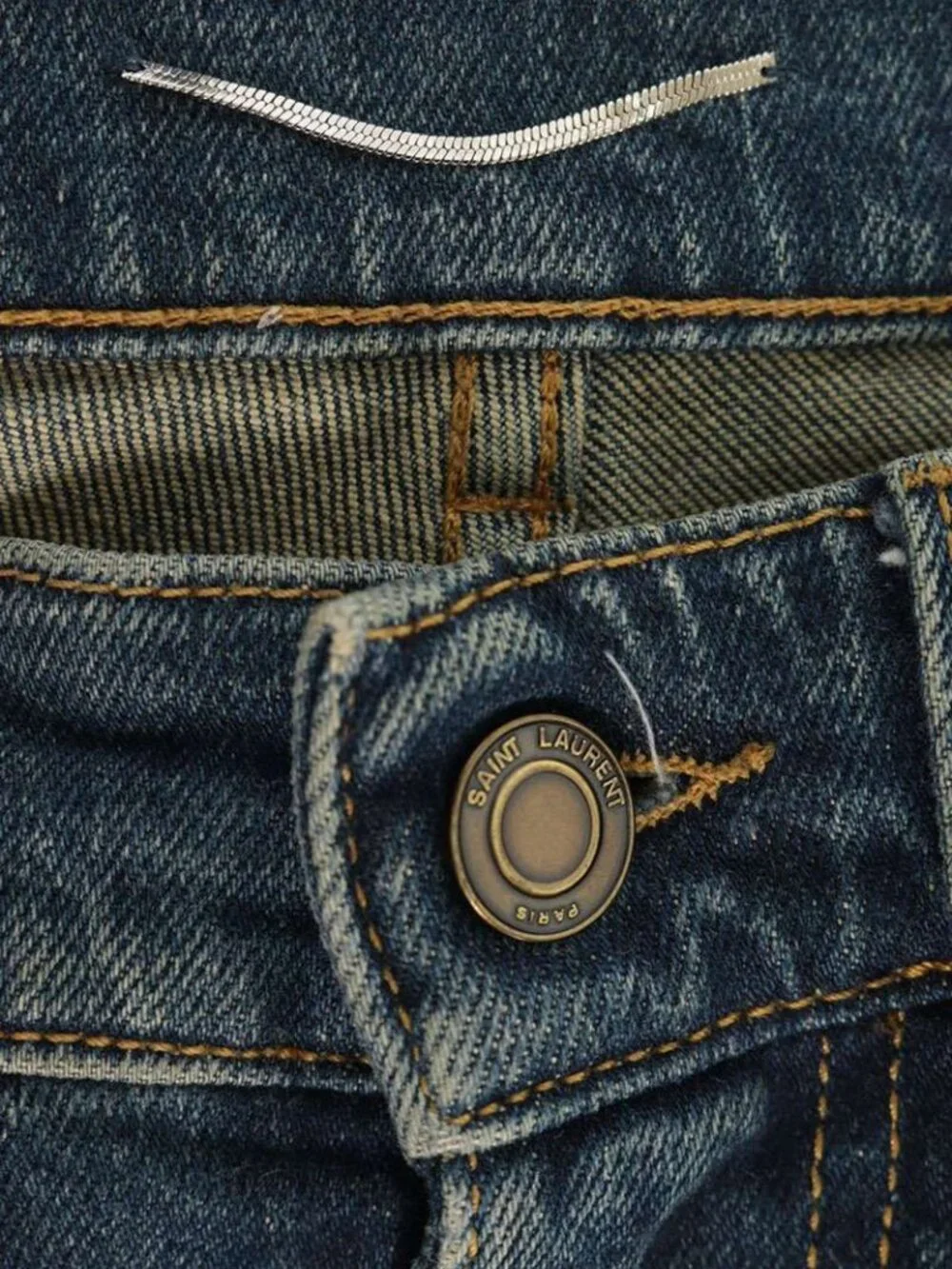 Saint Laurent Paris Knee Crush Skinny Denim Pants